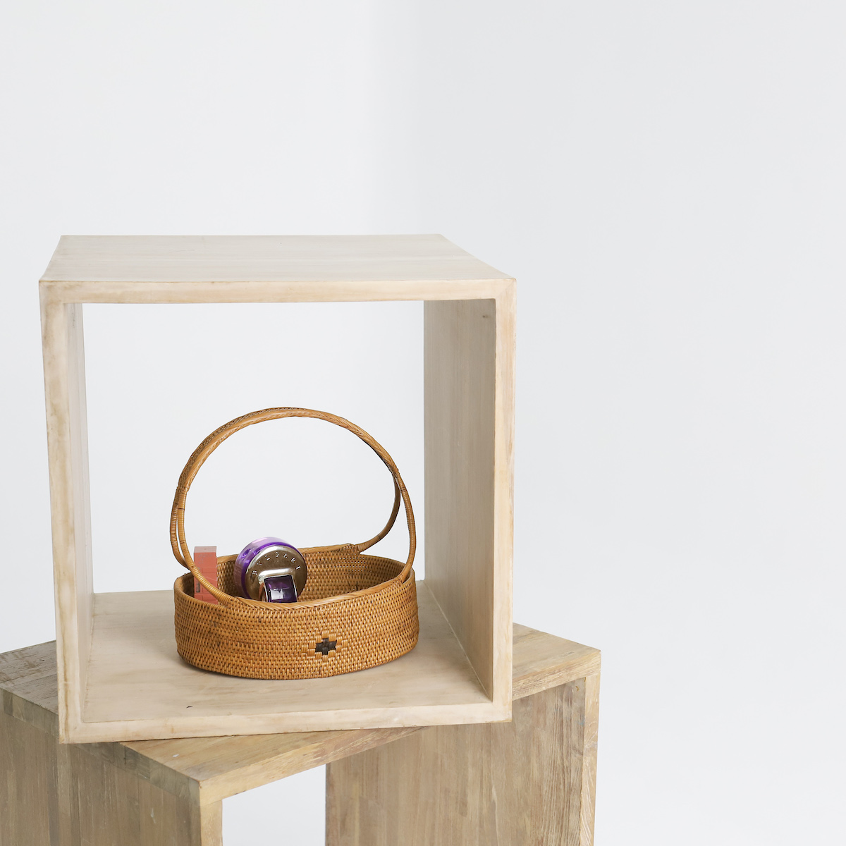 花籠持手付きLサイズ (OVL245) Rosily(ロージリー) バリ島 アタかご雑貨