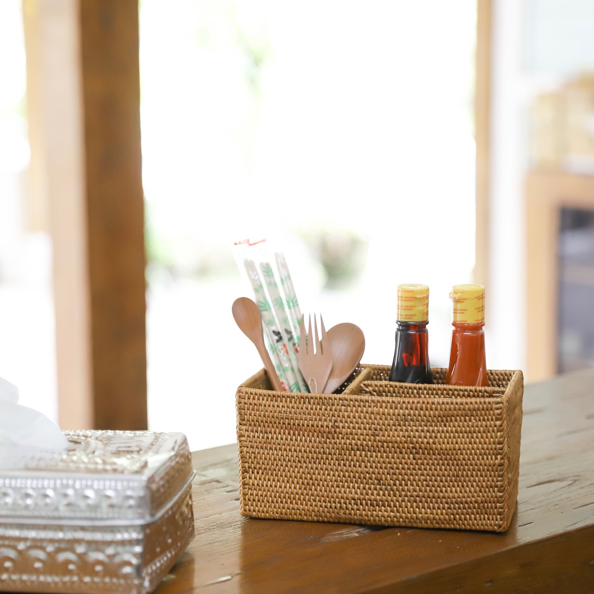 B4長方形ケース取っ手付無地アタバリ島1466.3アジアン雑貨