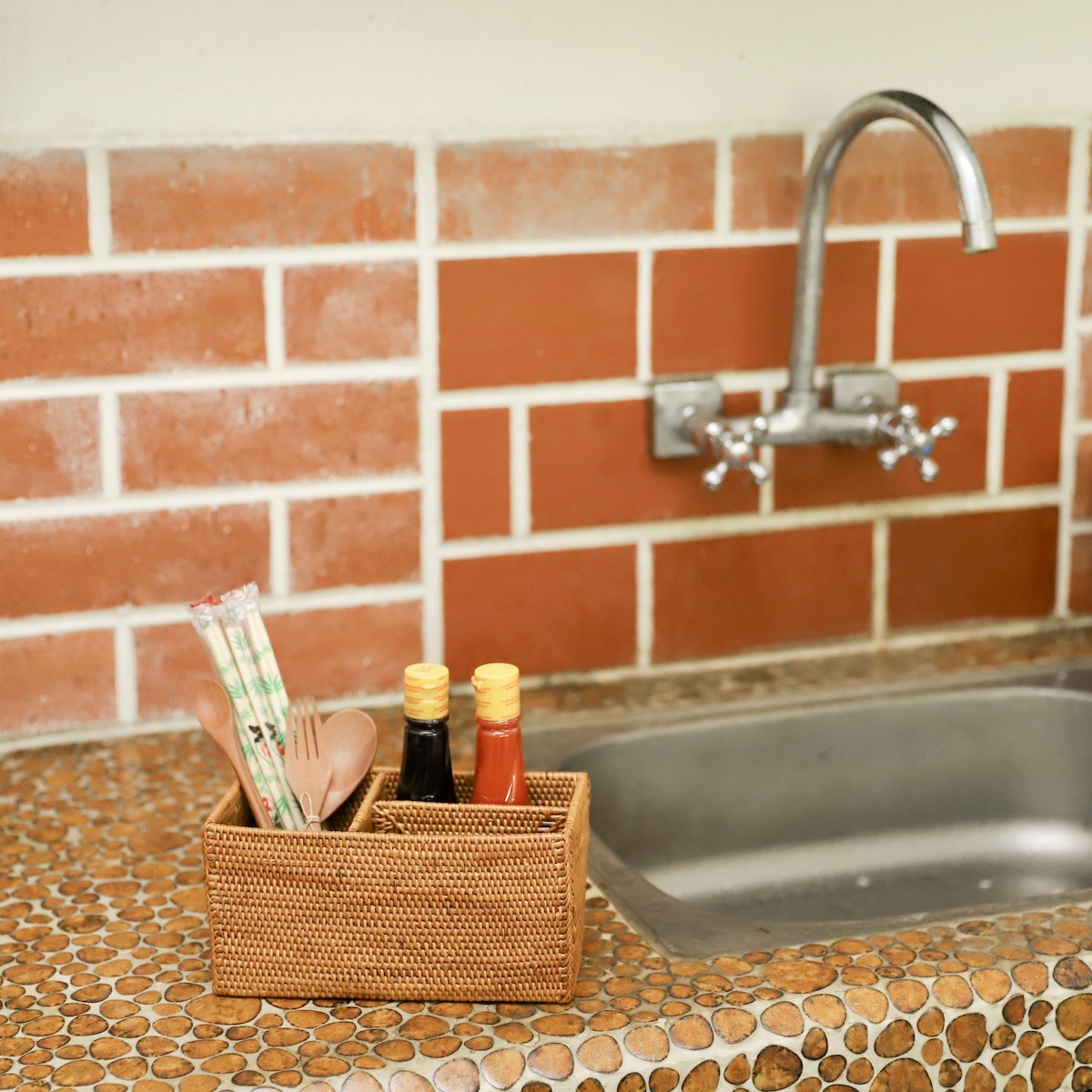 B4長方形ケース●取っ手付●無地●アタ●バリ島●1466.3●アジアン雑貨 長方形蓋付き ハイサイズ (BOX361) Rosily(ロージリー) バリ島